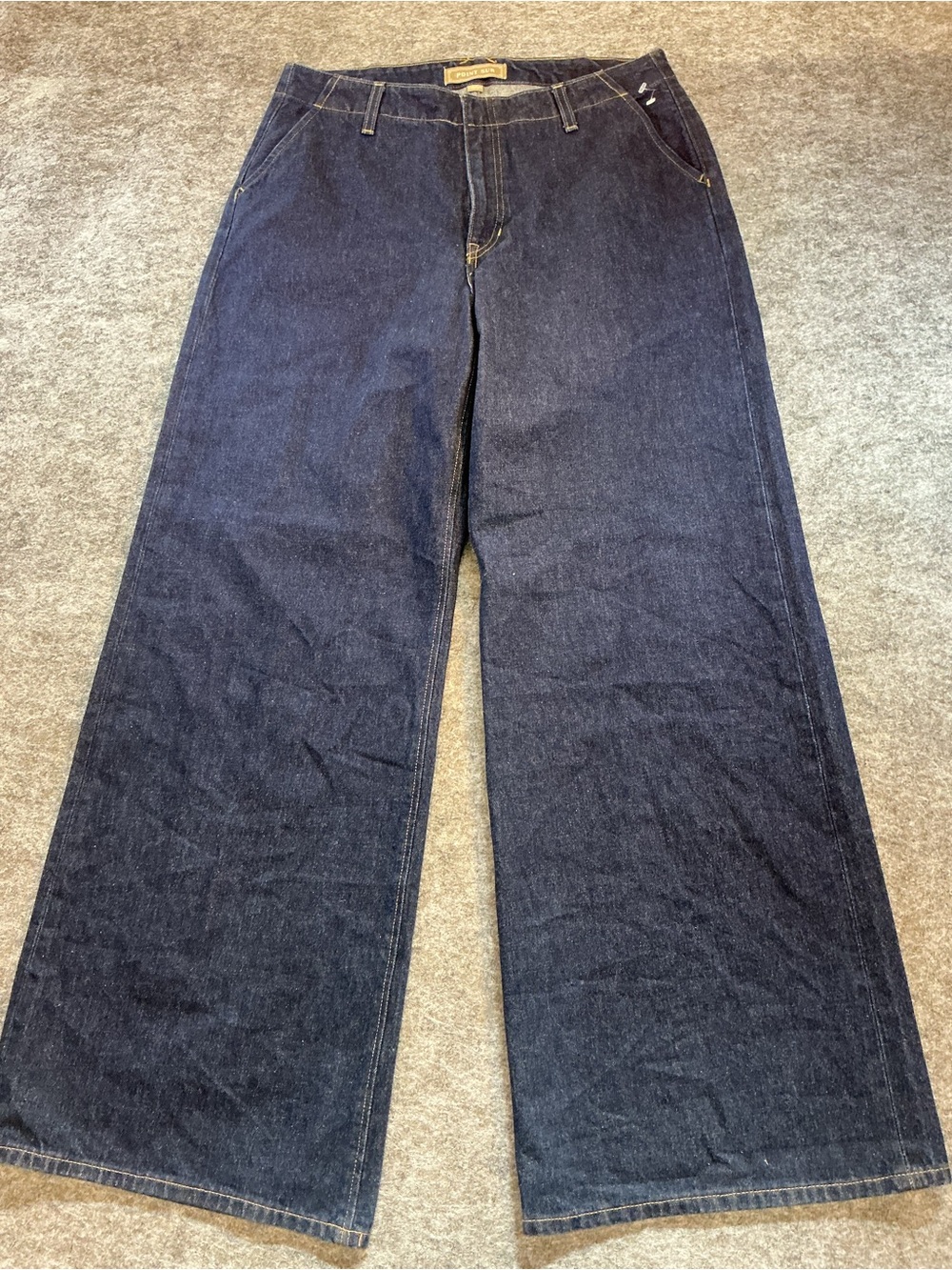 Point Sur Dark Blue High V-Waist Wide-Leg Jeans - Classic Denim Size 30
